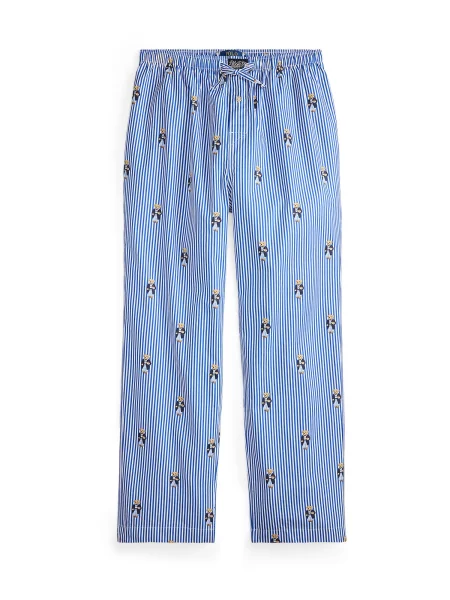 Polo Ralph Lauren Pyžamové nohavice modrá / tmavomodrá / svetlohnedá biela