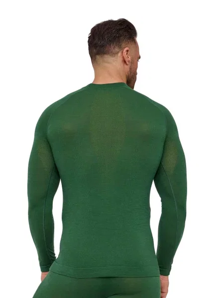 Koszulka z długim rękawem wełniana Brubeck ACTIVE MERINO zielona