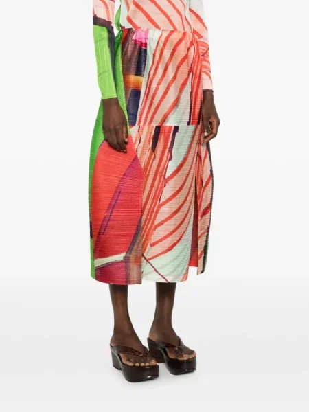 Fusta plisata Pleats Please Issey Miyake plisată roșu