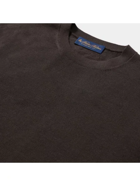 Sweter Brooks Brothers z kaszmiru z okrągłym dekoltem brązowy