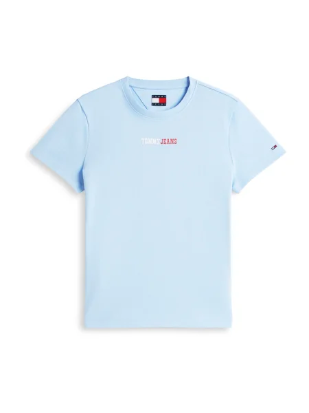 Tommy Jeans Tricou ESSENTIAL albastru deschis / roșu alb