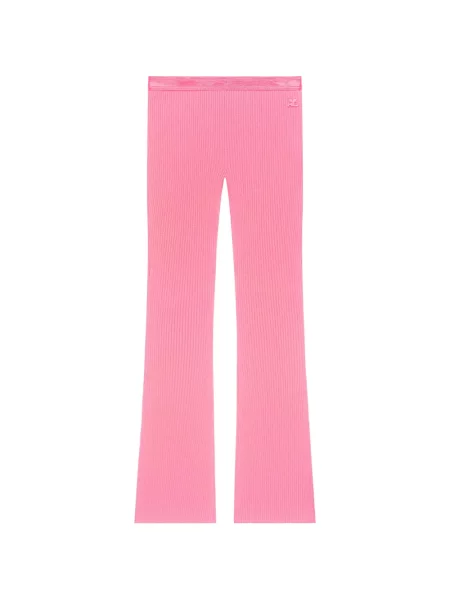 Pantaloni Courreges tricotate evazate roz
