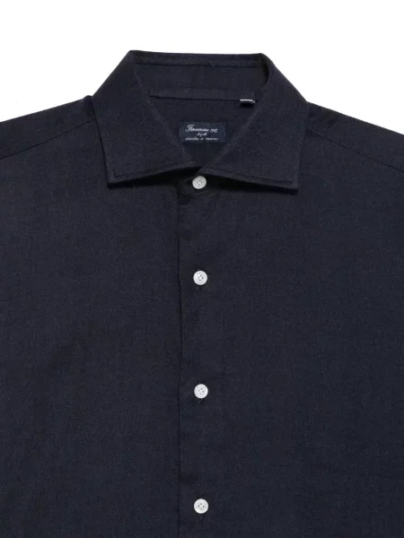 Lung cămașă Finamore 1925 Napoli cu model herringbone albastru