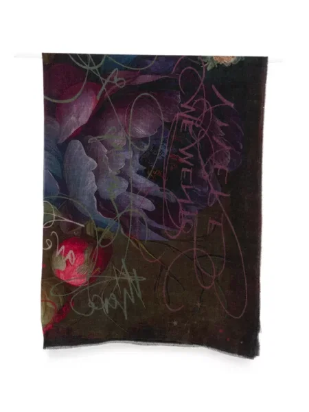 Fular Faliero Sarti cu model floral cu imagine maro