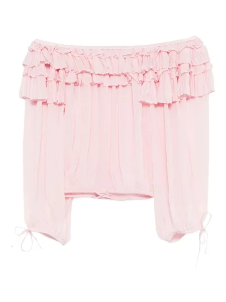 Bluză Cynthia Rowley cu volane roz
