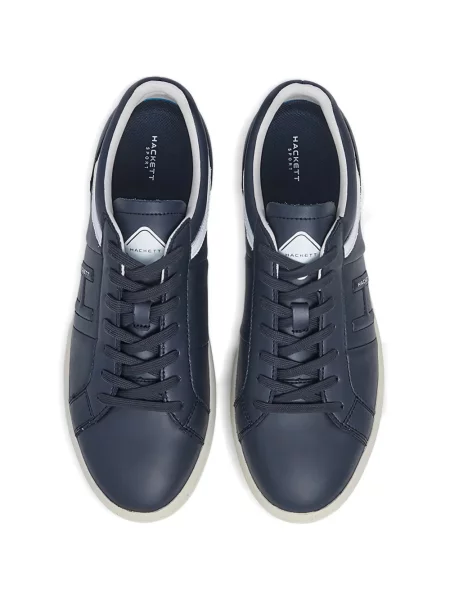 Sneakerși Hackett cu dungi cu autograf albastru
