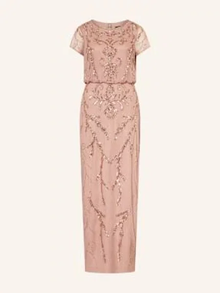 Adrianna Papell Sukienka Wieczorowa Wykończona Cekinami I Ozdobnymi Perełkami rosegold