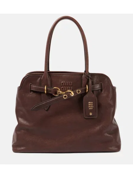 Usnjena torbica Miu Miu rjava