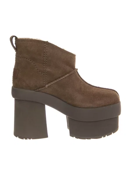 Botki Ugg skórzane na platformie brązowe
