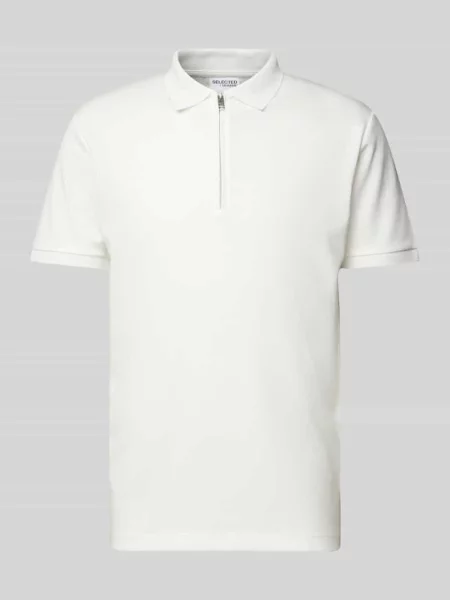 Koszulka polo o kroju regular fit z mieszanki bawełny model ‘FAVE’ Selected Homme biała