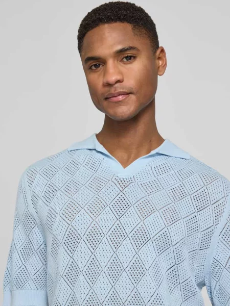Koszulka polo o kroju regular fit z czystej bawełny model ARCO' Selected Homme błękitna