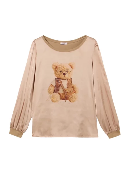 Bluzka Oltre z nadrukiem beżowa