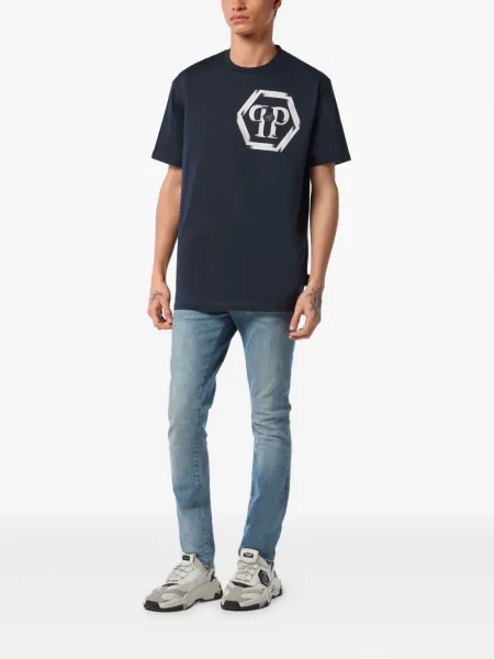 Tricou Philipp Plein cu autograf albastru