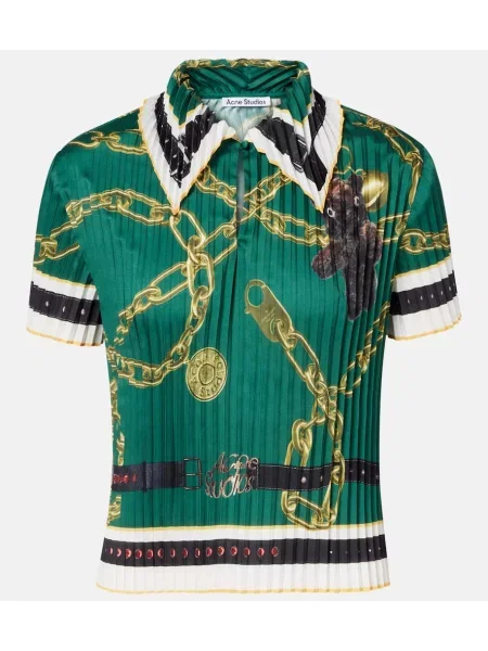 Top Acne Studios cu imagine plisat verde