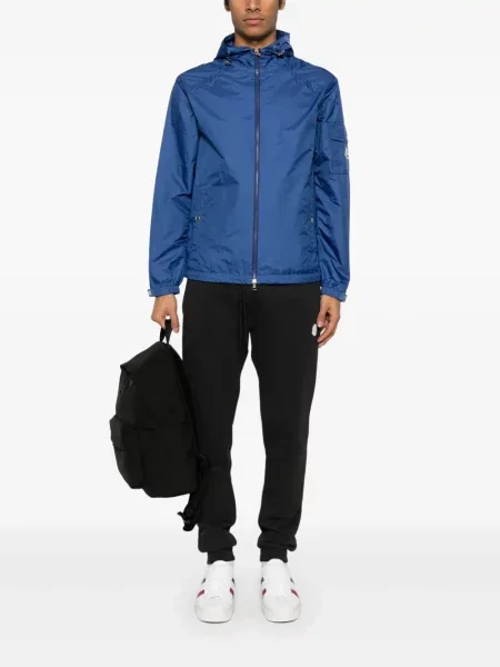 Geacă Moncler cu glugă albastru
