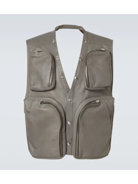 Usnjeni telovnik Rick Owens siva