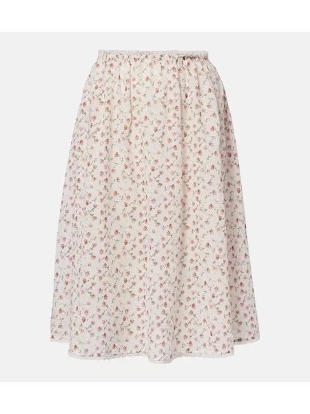 Fustă midi Posse cu model floral alb