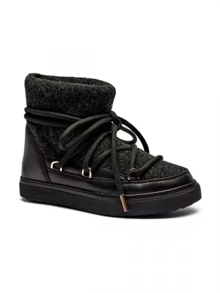INUIKII De piele bocanci FELT cu adaos de lână negru
