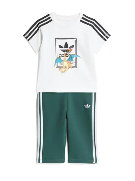 Adidas Rinkinys: marškinėliai ir sportinės kelnės Pokemon Spalvota balta