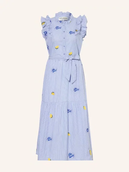 Lollys Laundry Šaty Harrietll S Volánky / žlutá / zelená modrá