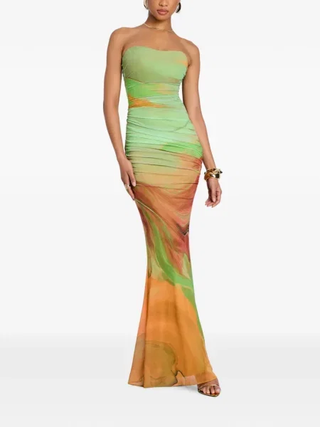 Rochie maxi Retrofete cu volane plasă verde