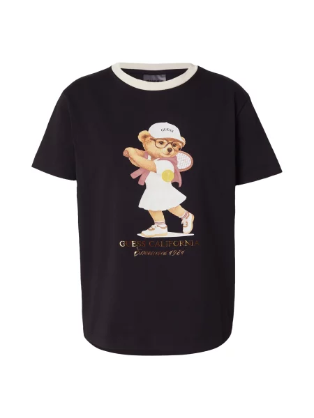 GUESS Marškinėliai Tennis Lady Bear šviesiai ruda / geltona / juoda balta