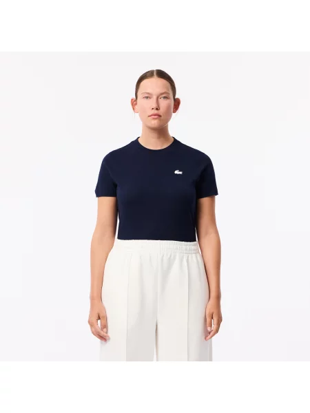 Lacoste Sportowa Koszulka Z Bawełny Technicznej Ultra Dry granatowa