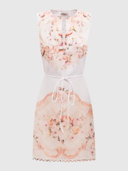 Сукня міні з льону в квітковий принт Twinset біла