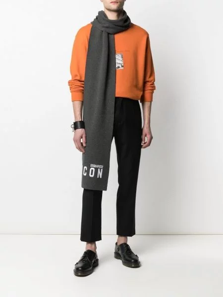 Siuvinėtas megztas šalikas Dsquared2 pilka