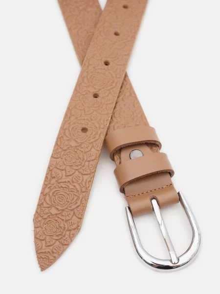 Кожаный ремень Borsa Leather с ремешками бежевый