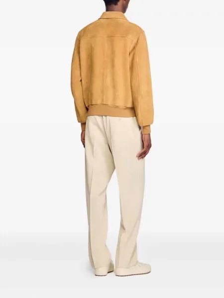 Geacă bomber Sandro din piele de căprioară maro