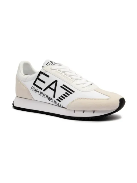Sneakers cu adaos de piele alb