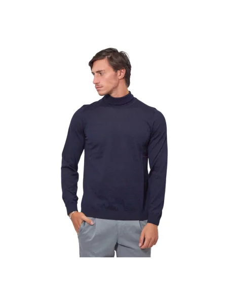 BOSS Sweter Mężczyźni wełna ze strzyży jednolity S niebieski