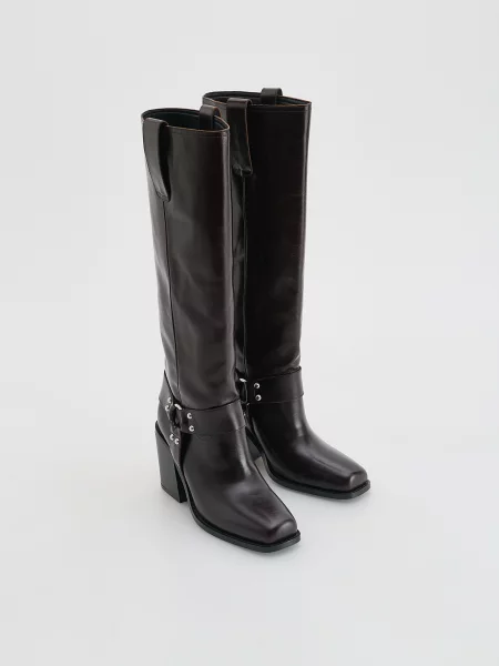 Кожаные сапоги Reserved до колена