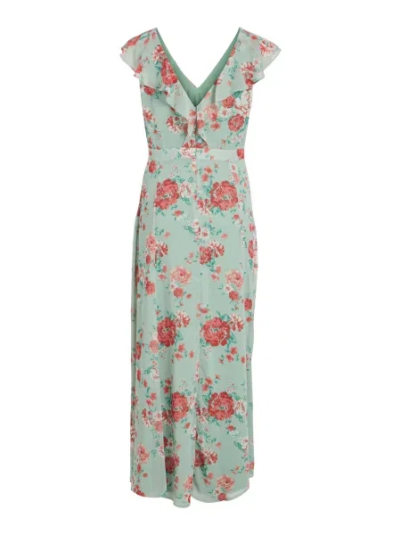 VILA Rochie RILLA verde pastel / rodie roșu