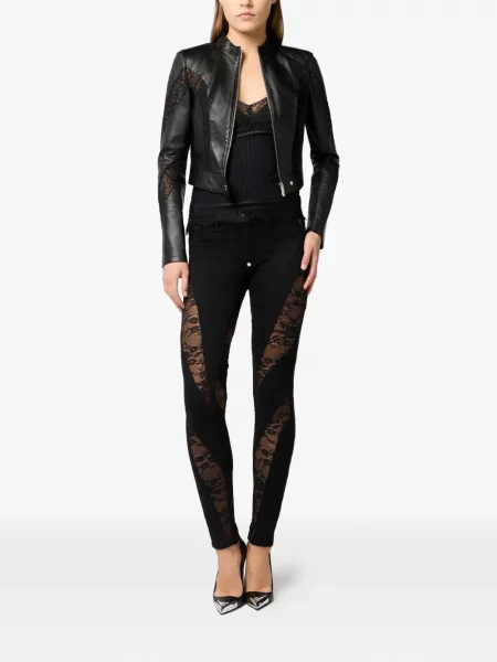 Geacă Philipp Plein din dantelă biker negru
