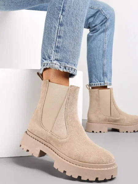Botine cu talpă groasă Gosoga bej