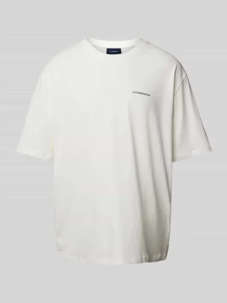 T-shirt o kroju oversized z nadrukiem z logo Lindbergh biała