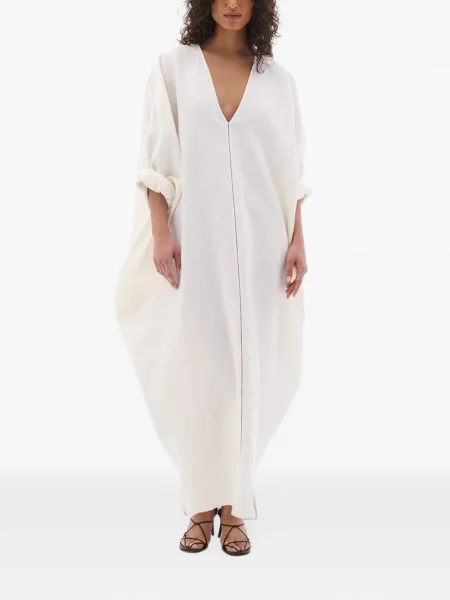 Rochie maxi Another Tomorrow cu decolteu în V alb