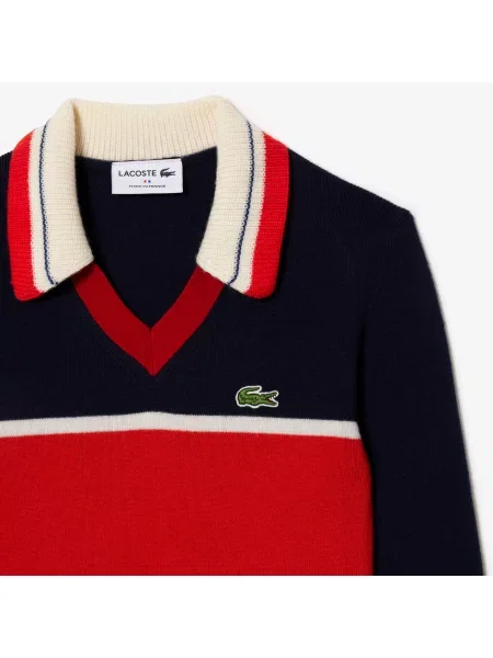 Lacoste French Made Contrast Golf Sweter biały