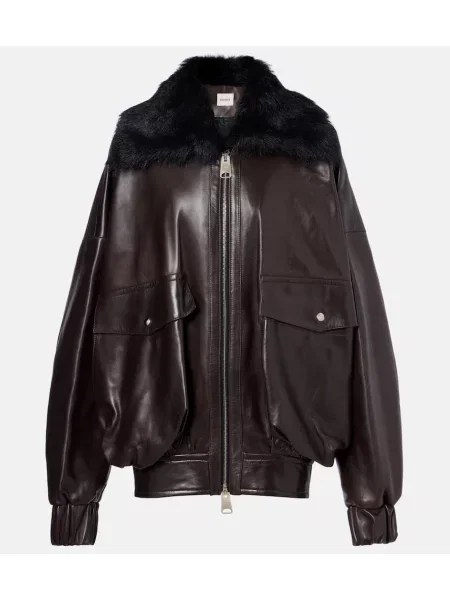 Geanta de piele Khaite maro