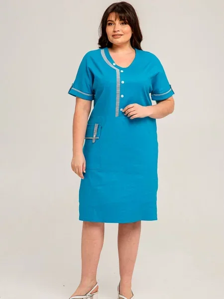 Лляна Сукня міді All Posa бірюзовий