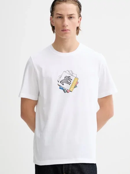 PS Paul Smith tricou din cu imprimeu alb