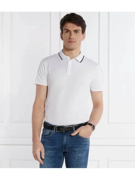 GUESS Tenisz póló PAUL PIQUE TAPE fehér