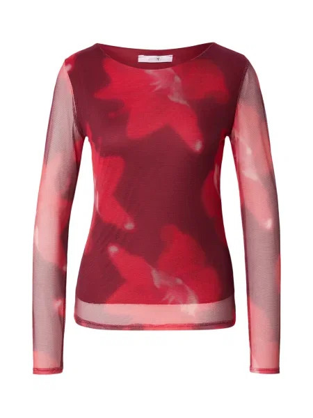 Hailys Tricou roșu bordeaux / sângeriu / lână alb