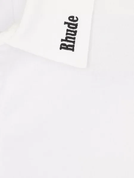 Tricou polo Rhude cu autograf alb
