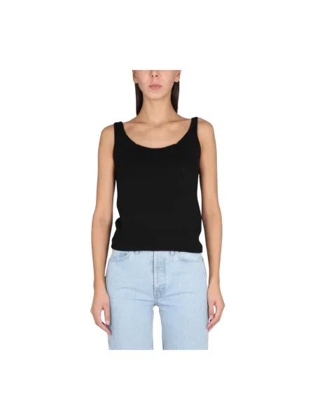 Dzianinowy top Aspesi prążkowany czarny