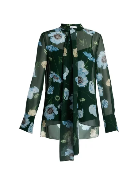 Lung cămașă Erdem cu model floral verde