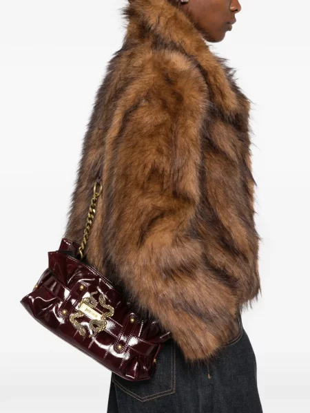 Rucsac Just Cavalli cu model piele de șarpe roșu