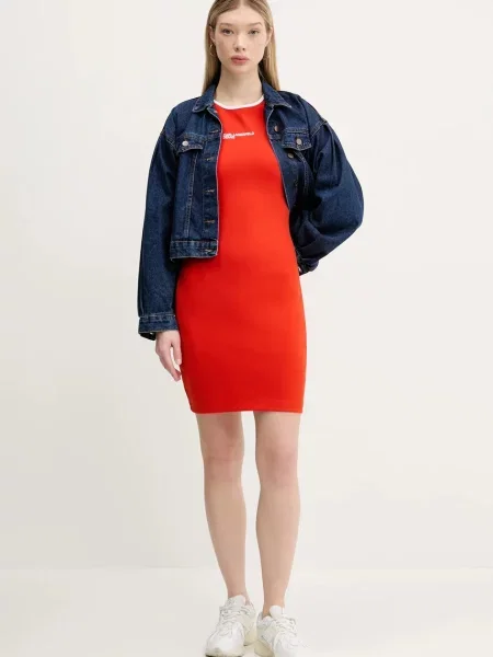 Karl Lagerfeld Jeans sukienka mini dopasowana pomarańczowy